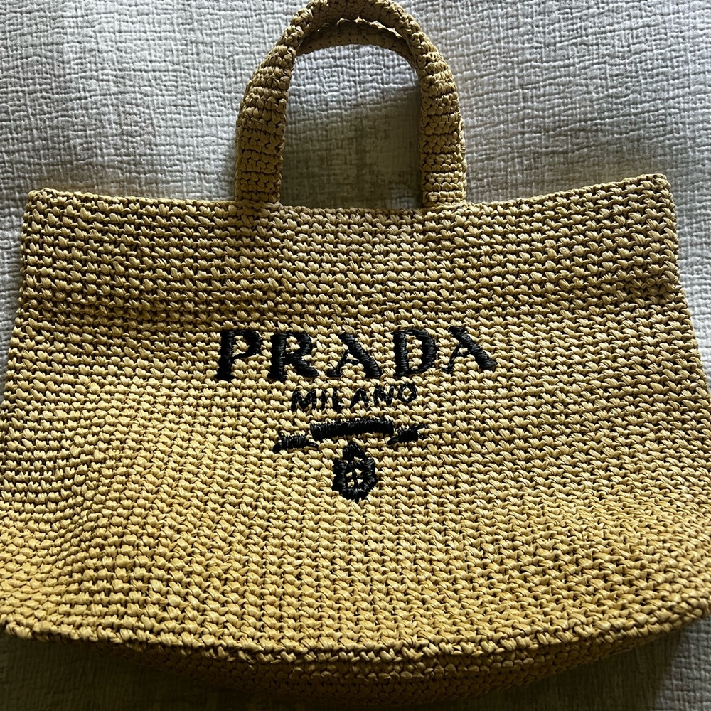 Authentic Brand New Prada Crochet Tote Naturale Large